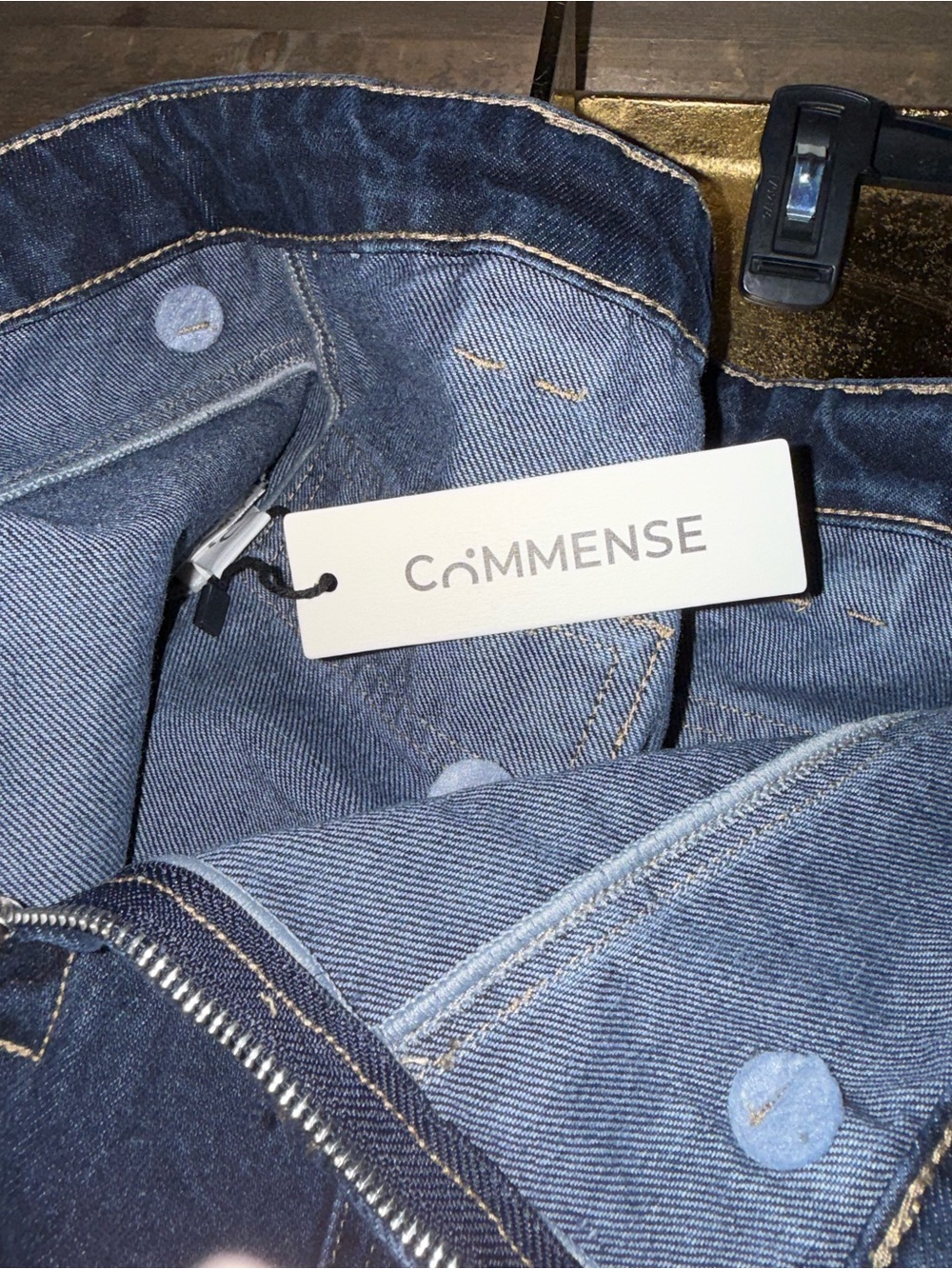 Commence Dark Wash Denim Maxi Skirt w Front/rear pockets, deep slit in back sz M - Picture 4 of 8